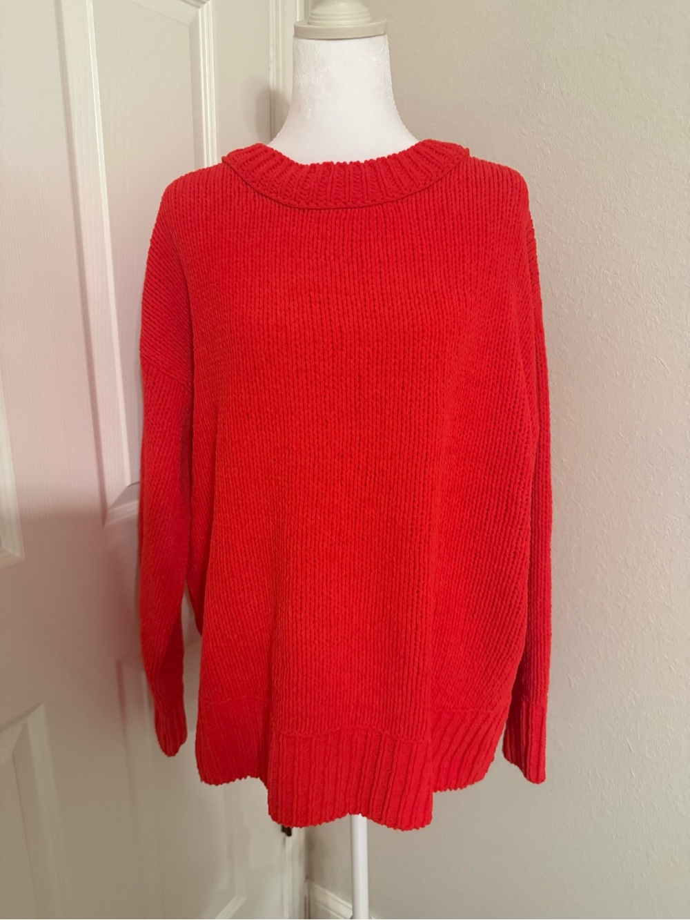 aerie Bright Red Chunky Crewneck Sweater